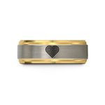 unique rings for women – gold & grey tungsten spectrum lines heart wedding band