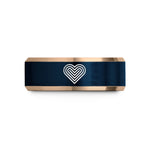 personalized jewelry for her – rose gold & blue tungsten spectrum lines heart wedding band
