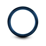personalized jewelry for women – streak flame crown engraving on black & blue tungsten wedding band
