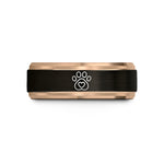 unique presents for her – black & rose gold tungsten paw print wedding band