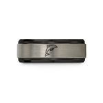 thoughtful presents for partner – black & blue & gray tungsten spinner dolphin leaping wedding band