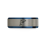 thoughtful presents for partner – black & blue & silver tungsten spinner dolphin leaping wedding band