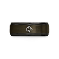 unique jewelry for her – gunmetal & black tungsten wolf wedding band