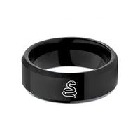 best presents for ladies – black tungsten coiled snake wedding band
