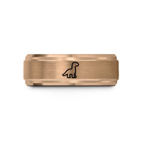 engraved rings for her – rose gold tungsten dinosaur cookie cutter wedding band