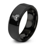 personalized presents for her – black tungsten dirt bike rider ring
