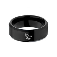 luxury presents for women – black tungsten eagle flight wedding band