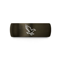 unique presents for her – gunmetal & black tungsten eagle flight wedding band