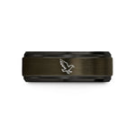 unique presents for her – gunmetal & black tungsten eagle flight wedding band