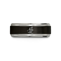 unique presents for her – black & blue & gray tungsten downhill skier wedding band