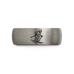 unique presents for her – black & silver tungsten downhill skier wedding band