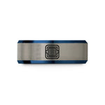 personalized jewelry for her – blue & gray tungsten grid array wedding band