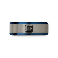 personalized jewelry for her – blue & gray tungsten grid array wedding band