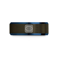 special presents for ladies – gunmetal & blue tungsten grid array wedding band