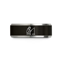 custom presents for her – black & grey tungsten ice fisher wedding band
