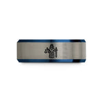 unique presents for her – black & blue & grey tungsten justice wedding band