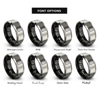 font options for inside engraving on black & gray biscuit rings