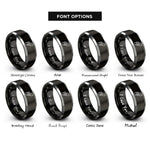 font options for inside engraving on black & silver biscuit joint rings