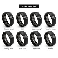 font options for inside engraving on black biscuit joint rings