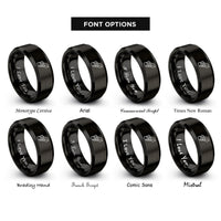 font options for inside engraving on black biscuit joint rings