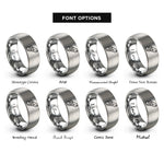 font options for inside engraving on grey biscuit joint rings