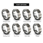 font options for inside engraving on grey biscuit joint rings