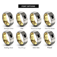 font options for inside engraving on gold & gray bisexual flag rings
