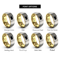 font options for inside engraving on gold & grey bisexual flag rings