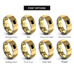 font options for inside engraving on gold & grey bisexual flag rings
