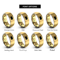 font options for inside engraving on gold & grey bisexual flag rings