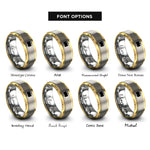 font options for inside engraving on gold & gray bisexual flag rings