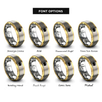font options for inside engraving on gold & gray bisexual flag rings