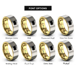 font options for inside engraving on gold & grey bisexual flag rings