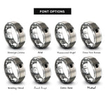font options for inside engraving on gray bisexual flag rings