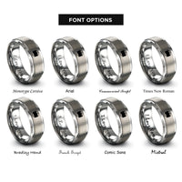 font options for inside engraving on gray bisexual flag rings