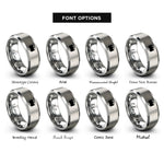 font options for inside engraving on gray bisexual flag rings