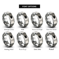font options for inside engraving on gray bisexual flag rings