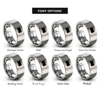 font options for inside engraving on gray bisexual flag rings
