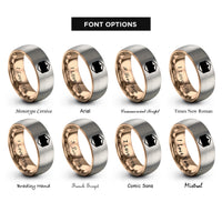 font options for inside engraving on rose gold & silver bisexual flag rings