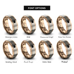 font options for inside engraving on rose gold bisexual flag rings