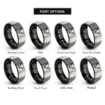 font options for inside engraving on black & silver bison rings