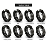 font options for inside engraving on black & silver bison rings