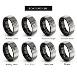 font options for inside engraving on black & silver bison print rings