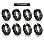 font options for inside engraving on black & grey bison print rings