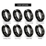 font options for inside engraving on black & grey bite marks rings