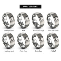 font options for inside engraving on silver bite marks rings