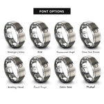 font options for inside engraving on grey bite marks rings