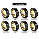 font options for inside engraving on black & gold bitter herbs sprig rings
