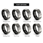 font options for inside engraving on black & silver bjj gi rings