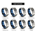 font options for inside engraving on blue & gray bjj gi rings